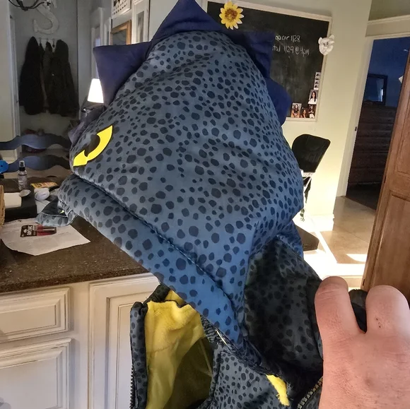 Bright Blue Puffer Jacket with Yellow Accents - Picture 4 of 9